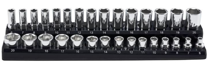 Magnetic 3/8 inch Drive Metric Socket Holder Black