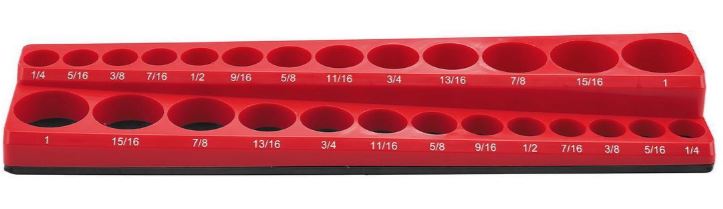 Magnetic 3/8 inch Drive SAE Socket Holder Red