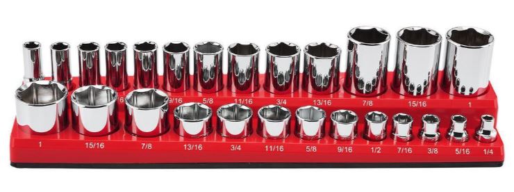 Magnetic 3/8 inch Drive SAE Socket Holder Red
