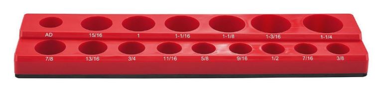Magnetic 1/2 inch Drive SAE Socket Holder Red