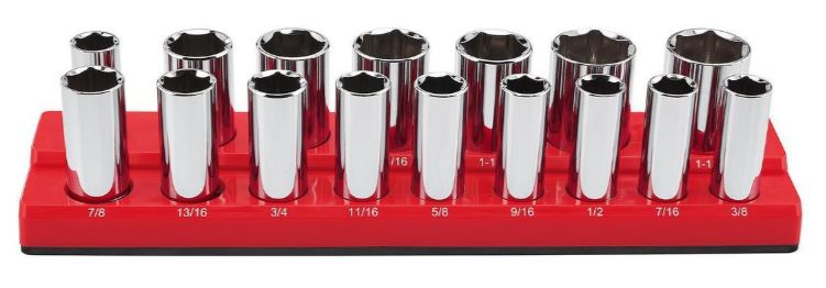 Magnetic 1/2 inch Drive SAE Socket Holder Red