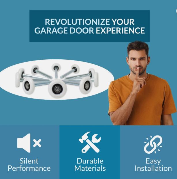 2 inch Nylon White SUPER QUIET Wheel Garage Door Rollers with 4 inch Stem INSTALLED (each)