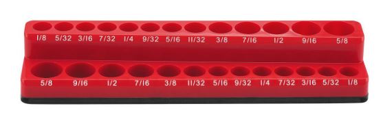 Magnetic 1/4 inch Drive SAE Socket Holder Red