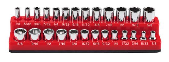Magnetic 1/4 inch Drive SAE Socket Holder Red