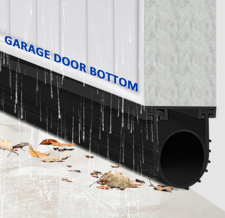 Garage Door Bottom Seal Weather Stripping for two car garage INSTALLED using existing rails