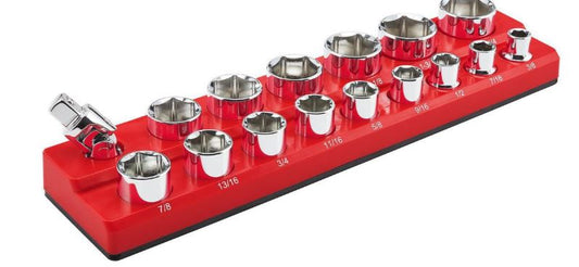 Magnetic 1/2 inch Drive SAE Socket Holder Red