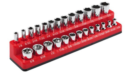 Magnetic 1/4 inch Drive SAE Socket Holder Red