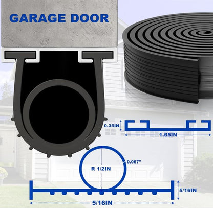 Garage Door Bottom Seal Weather Stripping for two car garage INSTALLED using existing rails